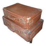 Paire de valises rousses des annes 1950