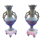 Paire de vases bougeoir regule bronze marbre garniture de pendule xixme n1