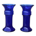Paire de vases holmegaard bleu cobalt design scandinave michael bang