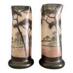 Paire de vases legras 1900 en verre maill