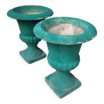 Paire de vases m�dicis en pierre reconstitu�e, 1950s