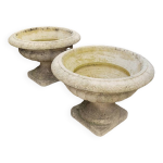 Paire de vases m�dicis en pierre reconstitu�e, 1950s