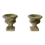 Paire de vases mdicis en pierre reconstitue xxme