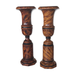 Paire de vasques en bois peintes faon loupe d'orme xxe