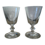 Paire de verre  pied  vin