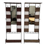 Paire de vestiaires en rotin et mtal