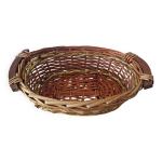 Panier ovale en osier tressé vintage avec anses en bois Panier ovale en osier tressé vintage avec anses en bois