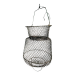 Panier de pche franais ancien en fil de fer