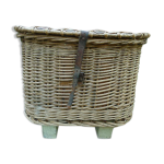 Panier de pche rotin bois et cuir