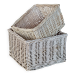 Paniers de rangement vintage en osier blanc