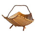 Panier de table chic pliant bois et bambou vintage Panier de table chic pliant bois et bambou vintage