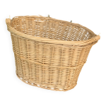 Panier a velo en rotin, osier tresse, avec anse et crochets, vintage