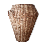 Panire amphore vintage en osier et raphia tress