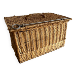 Pani�re ancienne en osier avec fermeture et poign�e