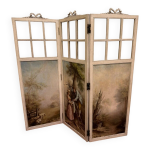 Paravent à 3 feuilles style louis xvi à décor romantique et paysages Paravent à 3 feuilles style louis xvi à décor romantique et paysages