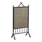 Paravent ancien franais en faux bambou recouvert d'un tissu luxueux