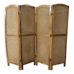 Paravent artisanal en bois exotique et corde Paravent artisanal en bois exotique et corde