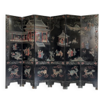 Paravent chinois laqu de coromandel  6 panneaux