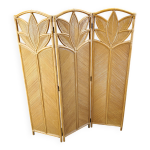 Paravent ou cloison vintage en bambou des annes 1970