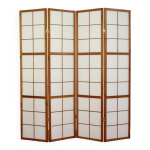 Paravent japonais en bois brun foncé de 4 pans Paravent japonais en bois brun foncé de 4 pans