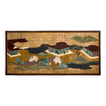 Paravent japonais byobu  six panneaux sur papier priode edo 19me