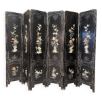 Paravent laqu� � six feuilles, chine des ann�es 70