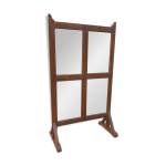 Paravent - partition en teck birman ancien / 4 panneaux miroirs recto - verso Paravent - partition en teck birman ancien / 4 panneaux miroirs recto - verso