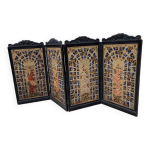 Paravent pliable en bois peint noir, 19ème siècle Paravent pliable en bois peint noir, 19ème siècle