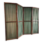 Paravent pliant français ancien séparateur de pièce xixe / xxe siècle avec cadre en bois et tissu vert ... Paravent pliant français ancien séparateur de pièce xixe / xxe siècle avec cadre en bois et tissu vert ...