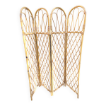 Paravent en rotin vintage 4 pans