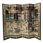 Paravent de style a six panneaux peint xx si�cle