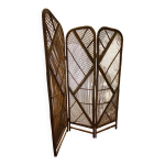 Paravent vintage en rotin naturel
