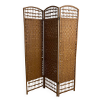 Paravent vintage en rotin et osier tress� 3 panneaux ann�es 1970