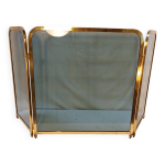 Pare - feu de chemine vintage en verre fum et mtal dor