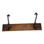 Patre murale en bois massif et fer forg, style rustique, 59 cm