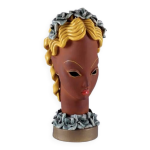 A. patoul - buste fminin aux cheveux boucls en terre cuite maille e