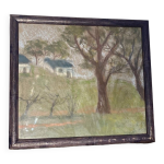 Paysage au pastel cadre bois