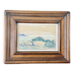 Paysage provenal aquarelle cadre en bois massif 1938