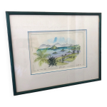 Peinture aquarelle nadine martinique les trois îlots + cadre bois #a223 Peinture aquarelle nadine martinique les trois îlots + cadre bois #a223