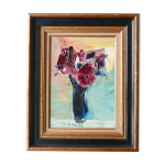 Peinture à l'huile signée bouquet de fleurs années 70 Peinture à l'huile signée bouquet de fleurs années 70