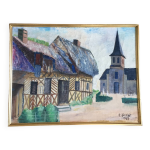 Peinture huile sur toile normande r. oswald 1960 cadre bois doré Peinture huile sur toile normande r. oswald 1960 cadre bois doré