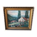Peinture huile sur toile paysage des vosges sign�e milio burquin