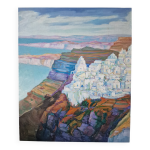 Peinture vintage de paysage de grèce ile de santorin Peinture vintage de paysage de grèce ile de santorin