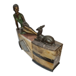 Pendule art dco, jeune femme et biche