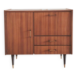 Petit buffet vintage rénové, années 50 - 60 en placage bois foncé Petit buffet vintage rénové, années 50 - 60 en placage bois foncé