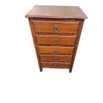 Petit chiffonnier 5 tiroirs style louis xv galb bois vintage h. 89 c