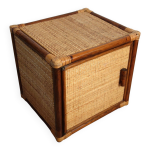 Petit meuble cube en rotin vintage