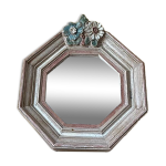Petit miroir mural en bois dcor floral en relief