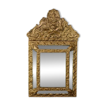 Petit miroir  parcloses en laiton repouss 1900