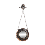 Petit miroir soleil noir en m�tal, ann�es 50